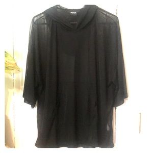 Sheer black hooded tunic